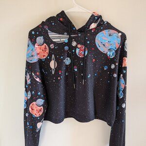 H&M cropped space planetary hoodie